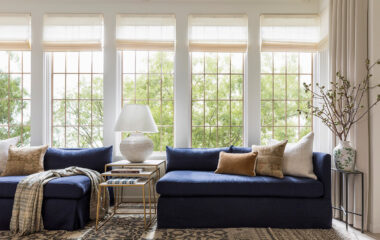 Window blinds in a charming home living area.