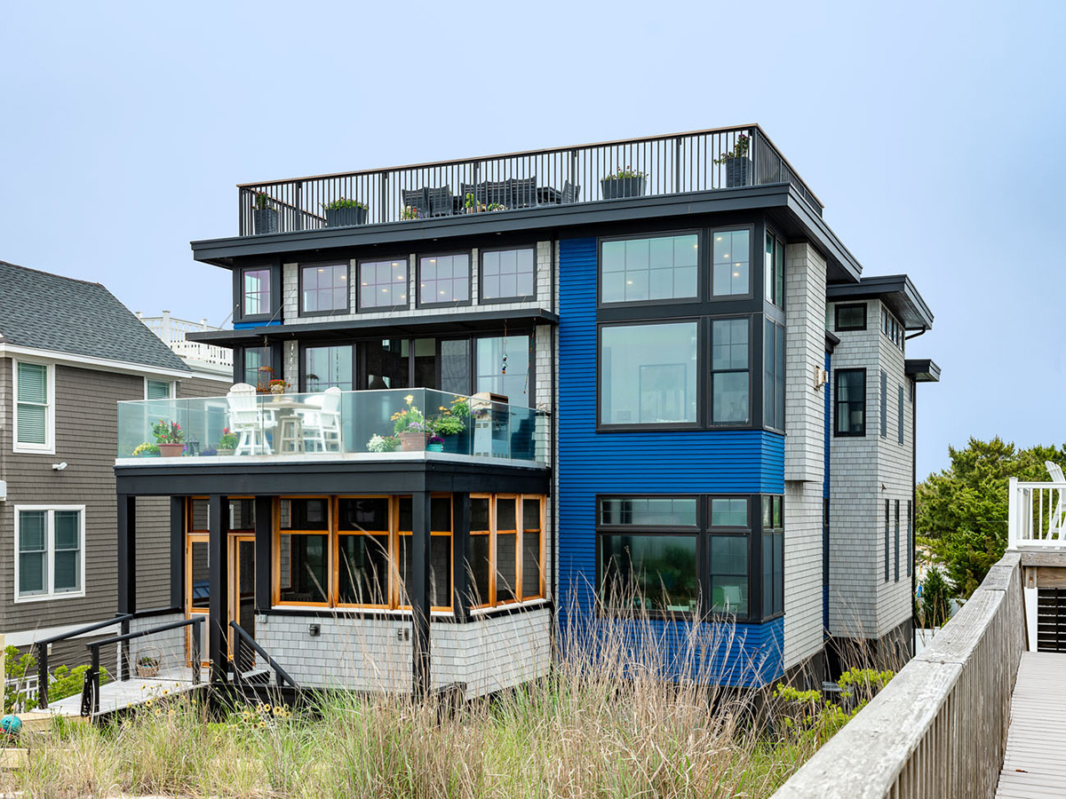 A modern luxury home exterior.